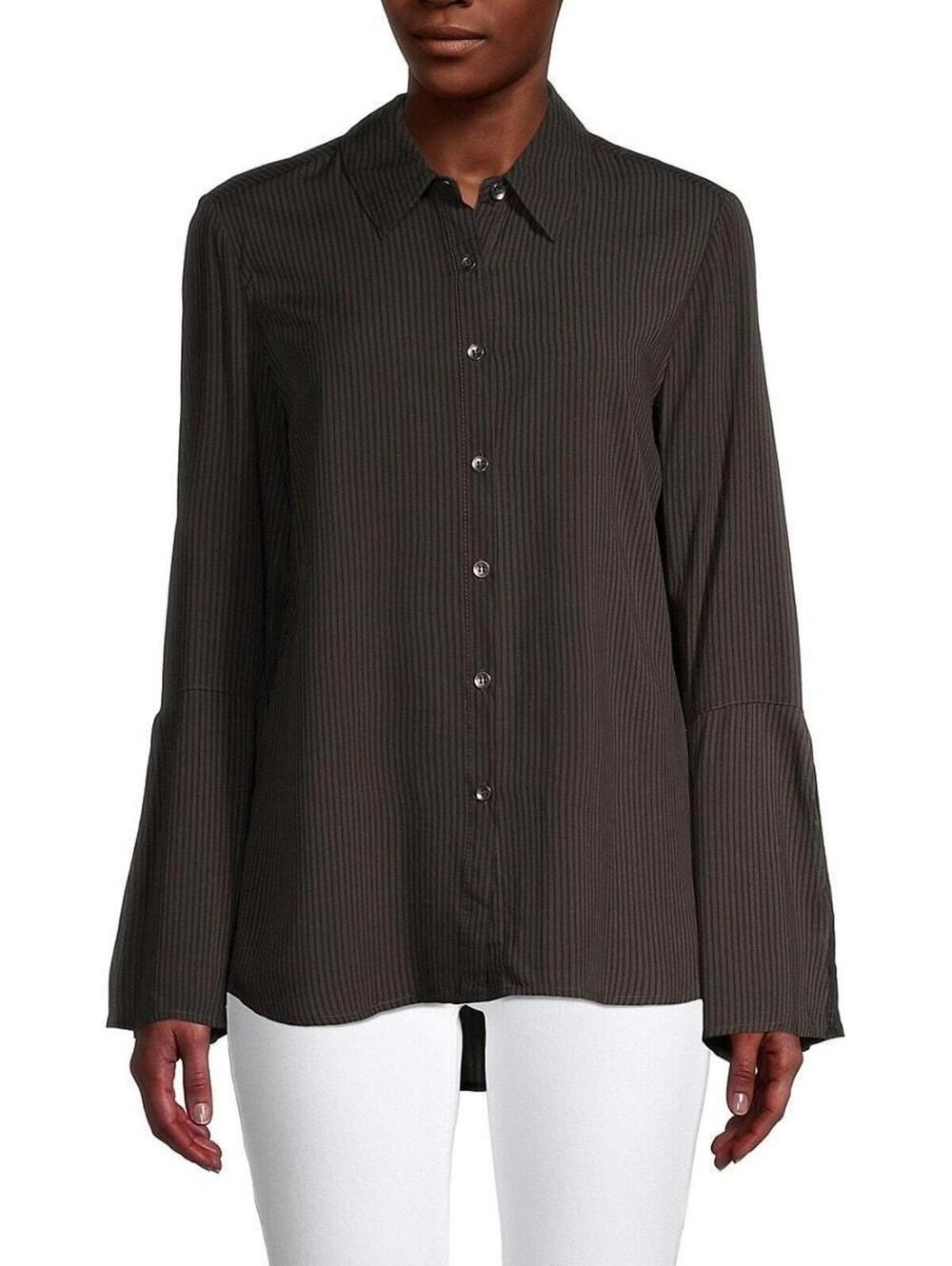 For the Republic Women's Black Long Sleeve Button-Down Shirt, Size XS